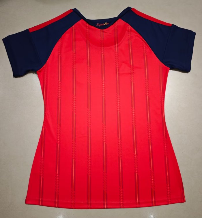 2026 World Cup Spain Home Women Fans Soccer Jersey (女) (With 2 Star)*两颗星