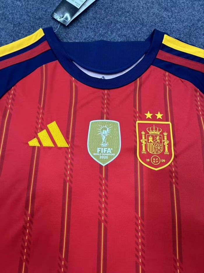 2026 World Cup Spain Home Fans Soccer Jersey (With 2 Star)*两颗星