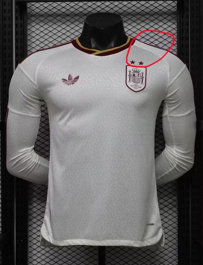 2026 World Cup Spain Away Long Sleeve Player Version Soccer Jersey (With 2 Star)*两颗星*长袖球员