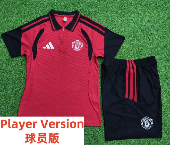 26-27 Manchester United High Quality Player Version Half Pull Training Short Suit (球员套装)