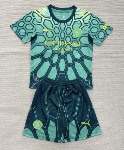 26-27 Manchester City Green Goalkeeper Kids Soccer Jersey