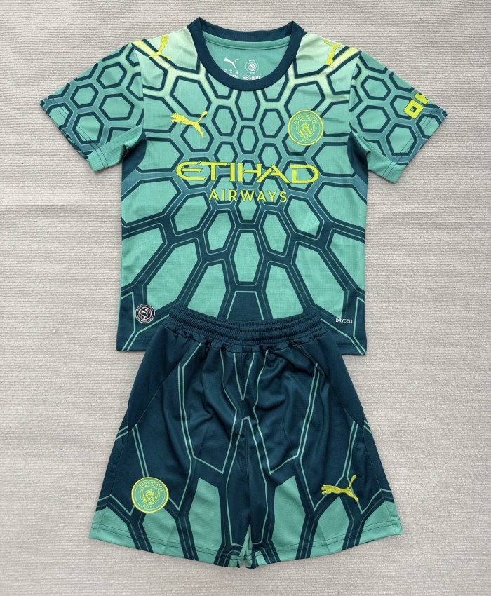 26-27 Manchester City Green Goalkeeper Kids Soccer Jersey