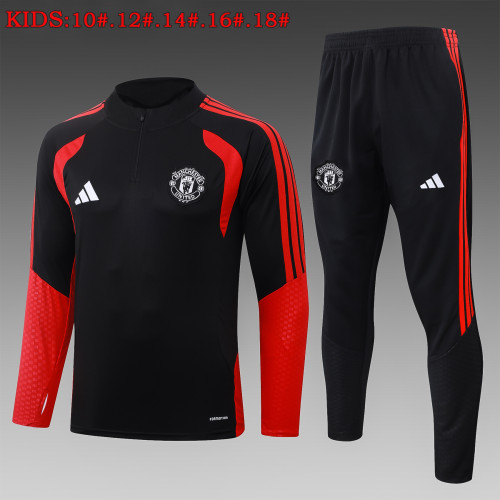 26-27 Manchester United High Quality Kids Half Pull Tracksuit
