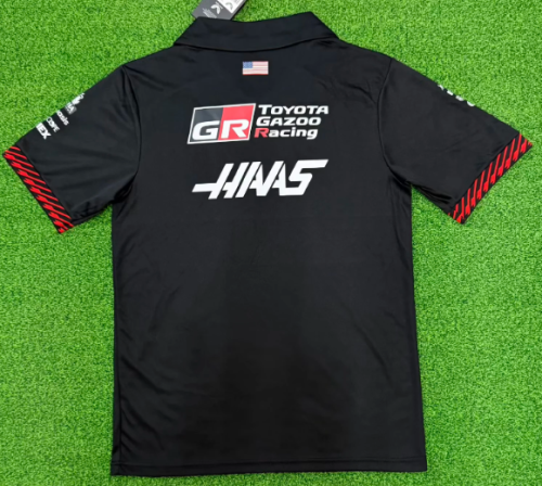 2026 Haas New Pattern Heat Transfer Printing Short Sleeve Racing Suit*有领