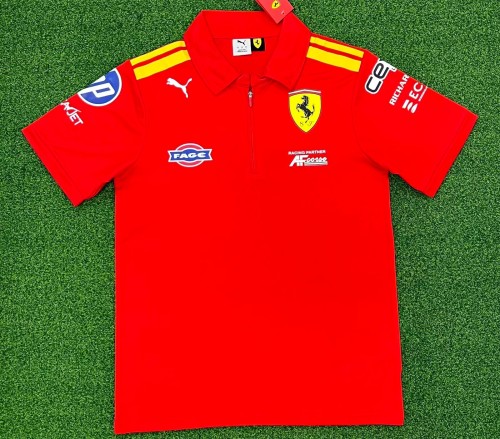 2026 Ferrari New Pattern Heat Transfer Printing Short Sleeve Racing Suit*有领