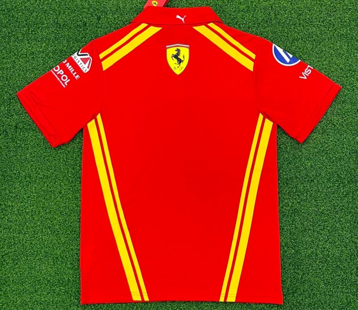 2026 Ferrari New Pattern Heat Transfer Printing Short Sleeve Racing Suit*有领