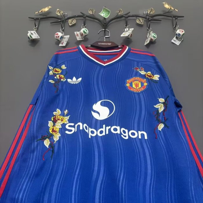 26-27 Man Utd Away Embroidered Version Long Sleeve Fans Soccer Jersey (长袖)