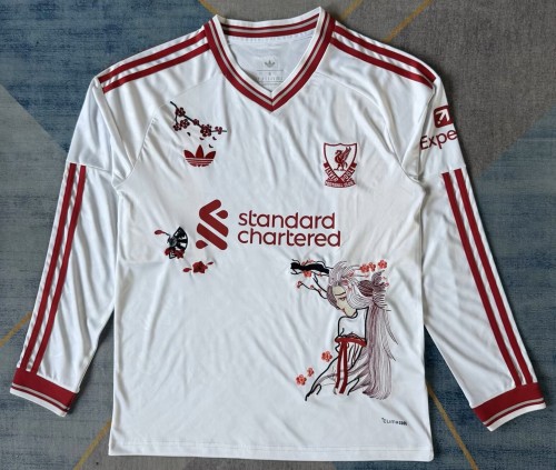 26-27 Liverpool Away Embroidered Version Long Sleeve Fans Soccer Jersey (长袖)