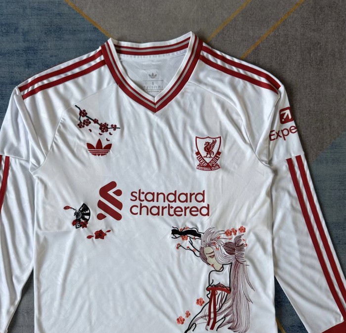 26-27 Liverpool Away Embroidered Version Long Sleeve Fans Soccer Jersey (长袖)