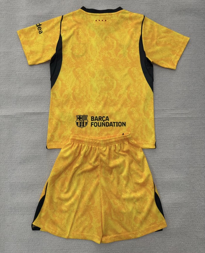 26-27 BAR Yellow GoalKeeper Kids Soccer Jersey