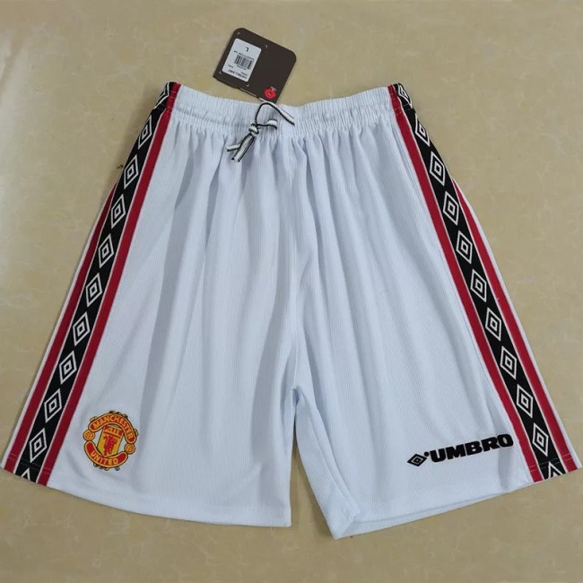 1998-1999 Manchester United White Retro Shorts Pants