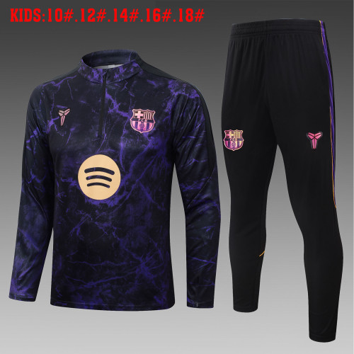 26-27 Barcelona High Quality Kids Half Pull Tracksuit
