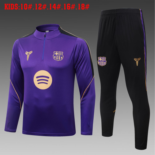 26-27 Barcelona High Quality Kids Half Pull Tracksuit
