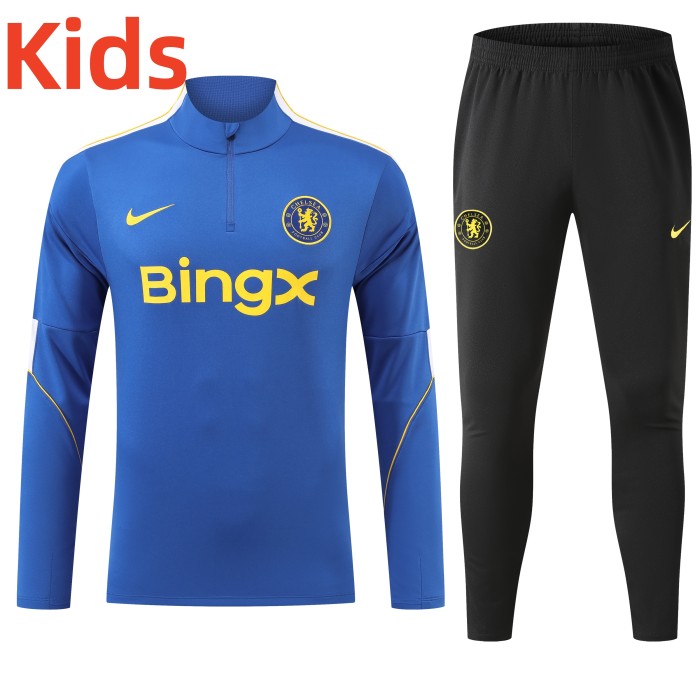 26-27 Chelsea High Quality Kids Half Pull Tracksuit