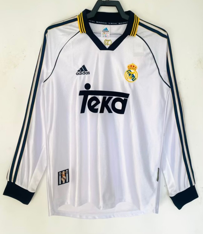 1998-2000 Real Madrid Home Long Sleeve Retro Soccer Jersey