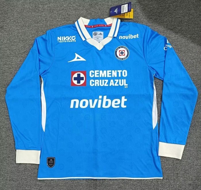 26-27 Cruz Azul Home Long Sleeve Fans Soccer Jersey (长袖)