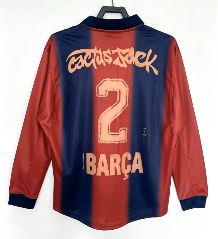 25-26 BAR Joint Edition Cactus Jack #2 BARCA Long Sleeve Fans Soccer Jersey*背后带名字号码