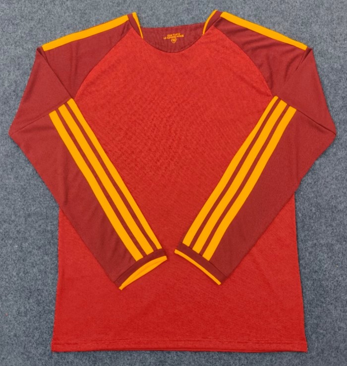 26-27 Roma Home Long Sleeve Fans Soccer Jersey (长袖)
