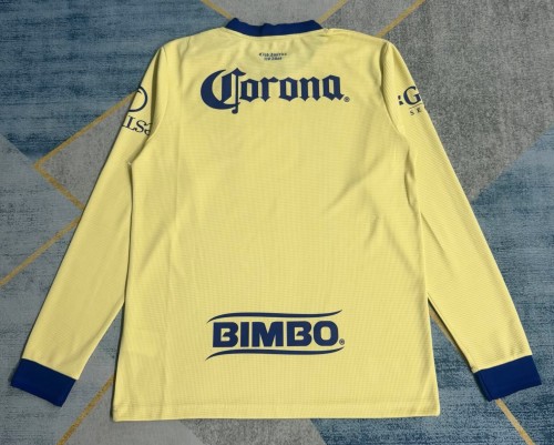 26-27 Club America Yellow 110th Anniversary Edition Long Sleeve Fans Soccer Jersey (长袖)*带广告