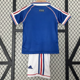 1998 France Home Kids Retro Soccer Jersey (带小字)