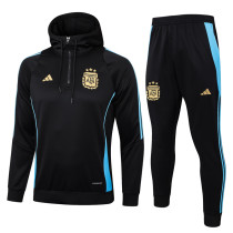 24-25 Argentina Black Hoodie Half Pull Tracksuit #F593半拉连帽