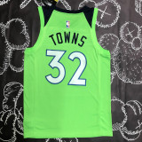 Timberwolves TOWNS #32 Fluorescent Green Top Quality Hot Pressing NBA Jersey