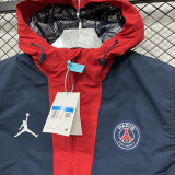 24-25 PSG Jordan Cotton Thickened warm Blue White Outdoor Jackets #P7加棉冲锋衣