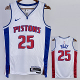 22-23 Pistons ROSE #25 White Top Quality Hot Pressing NBA Jersey