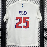 T180 Pistons ROSE #25 White High Quality Casual T-Shirt