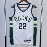 22-23 BUCKS MIDDLETON #22 Home White Top Quality Hot Pressing NBA Jersey(V领)