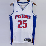 22-23 Pistons ROSE #25 White Top Quality Hot Pressing NBA Jersey