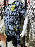 24-25 Brazil Black Grey Special Edition Kids Soccer Jersey *耶稣灰黑