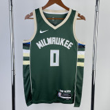 22-23 BUCKS LILLARD #0 Away Green Top Quality Hot Pressing NBA Jersey(V领)