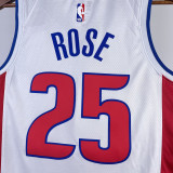 22-23 Pistons ROSE #25 White Top Quality Hot Pressing NBA Jersey