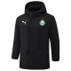 24-25 Palmeiras Black Hooded Windbreaker Fabric Cotton Coat #G236
