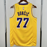 22-23 Lakers DONCIC #77 Yellow Top Quality Hot Pressing NBA Jersey(圆领)