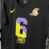 T190 Lakers JAMES #6 Black High Quality Casual T-Shirt