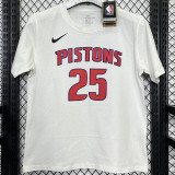 T180 Pistons ROSE #25 White High Quality Casual T-Shirt