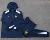 24-25 France Royal blue Hoodie Half Pull Tracksuit #F591半拉连帽