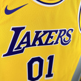 22-23 LAKERS EUNCHAE #01 Yellow Top Quality Hot Pressing NBA Jersey(圆领)