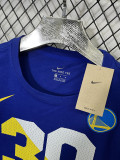 T193 Warriors CURRY #30 Blue High Quality Casual T-Shirt
