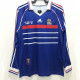 1998 France Home Long Sleeve Retro Soccer Jersey (长袖)(右胸带小字)