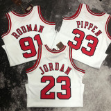 1998 BULLS RODMAN #91 White Retro Top Quality Hot Pressing NBA Jersey