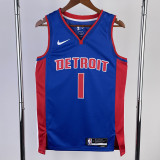 22-23 Pistons IVERSON #1 Blue Top Quality Hot Pressing NBA Jersey(V领)