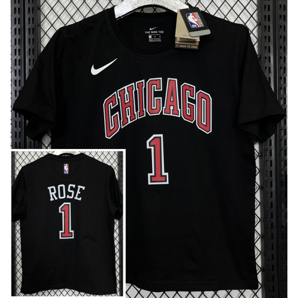 T160 BULLS ROSE #1 Black High Quality Casual T-Shirt