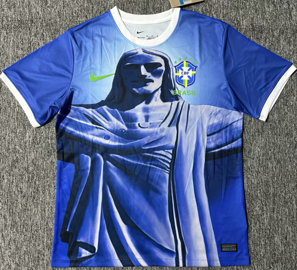 25-26 Brazil Blue Special Edition Fans Soccer Jersey *基督像