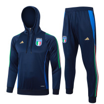 24-25 Italy Royal blue Hoodie Half Pull Tracksuit #F597半拉连帽