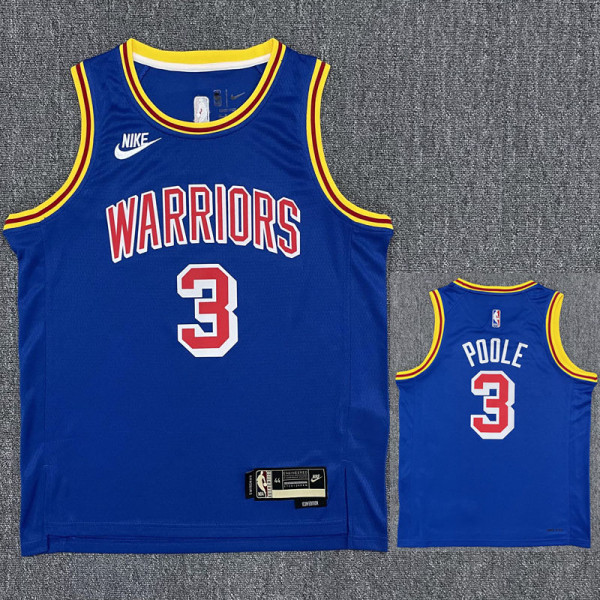 Warriors POOLE #3 Blue 75th Anniversary Retro NBA Jersey