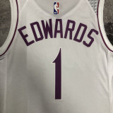 2018-19 Timberwolves EDWARDS #1 White Retro Top Quality Hot Pressing NBA Jersey