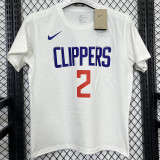 T172 Clippers LEONARD #2 White High Quality Casual T-Shirt